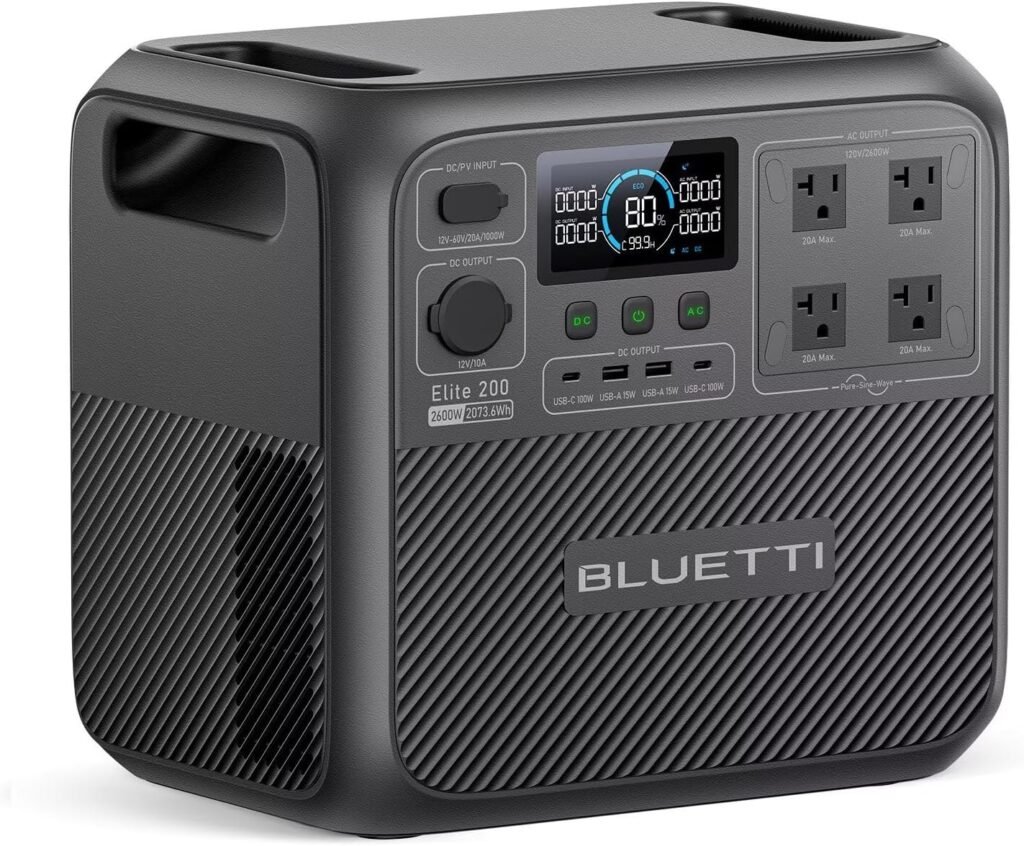 BLUETTI Elite V2 Portable Power Station, 2073.6Wh LFP Battery Backup w/ 2600W AC Outlets (3900W Power Lifting), 0-80% Fast Charging in Min, Solar Generator for Camping, Off-grid and Emergency
