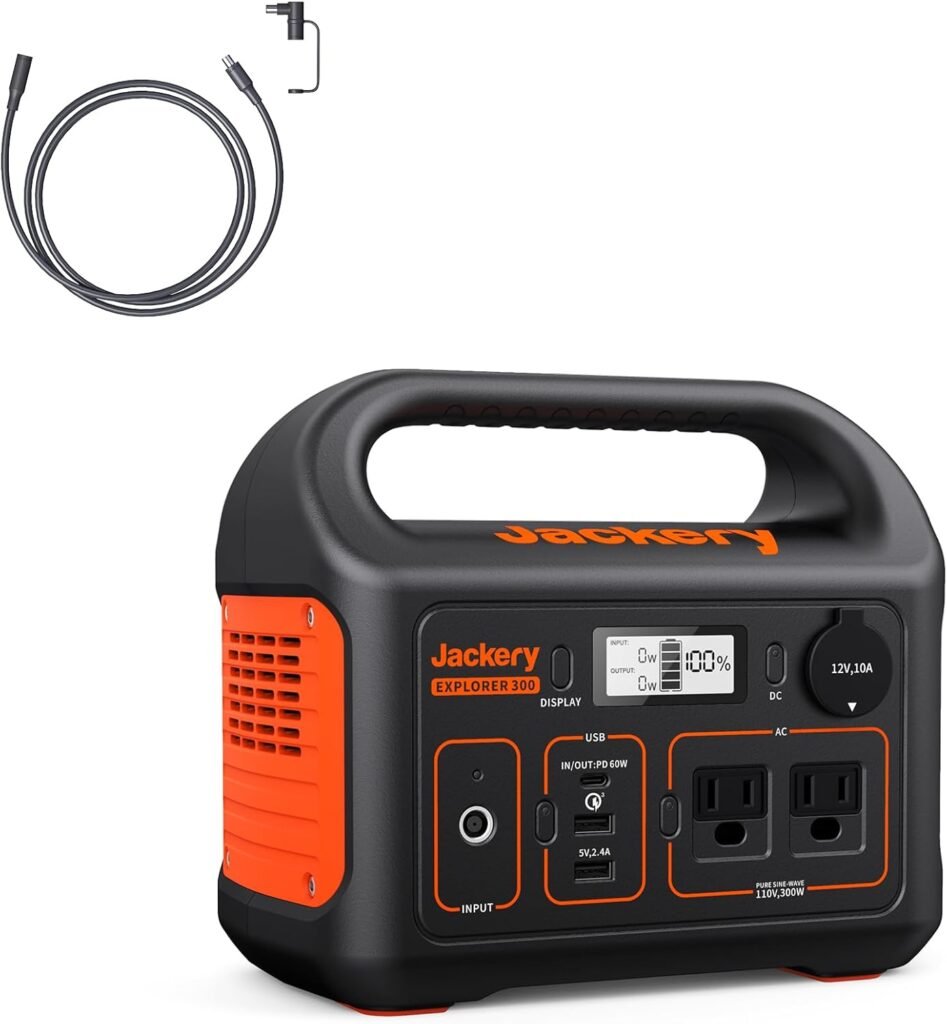 Jackery Portable Power Station Explorer with 16.4 Ft Extension Cable, 292Wh Backup LiFePO4 Battery, Solar Generator for Outdoors Camping Travel Hunting Blackout (Solar Panel Optional)