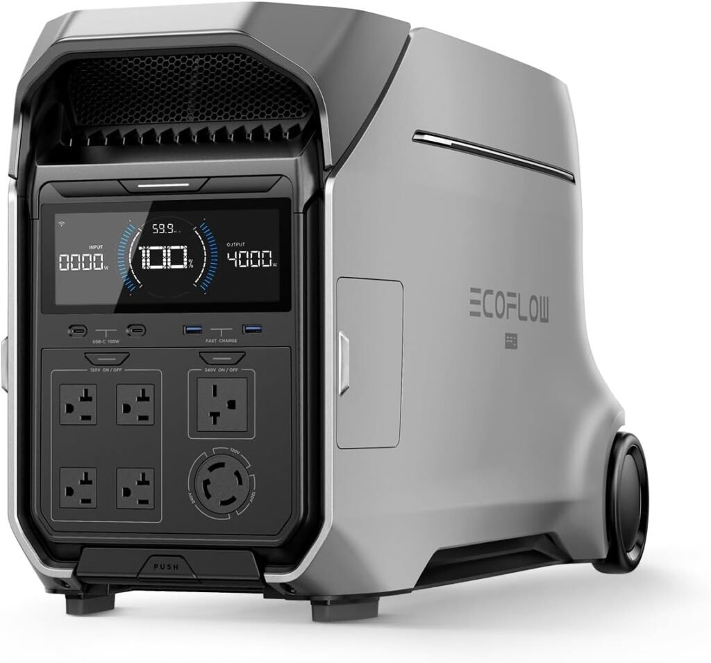 EF ECOFLOW DELTA Pro Portable Power Station, 4096Wh LFP Battery, Expandable to 48kWh,/240V 4000W AC Output, Solar Generator for Home Use, Camping Accessories, Emergencies, Power Outages, RVs