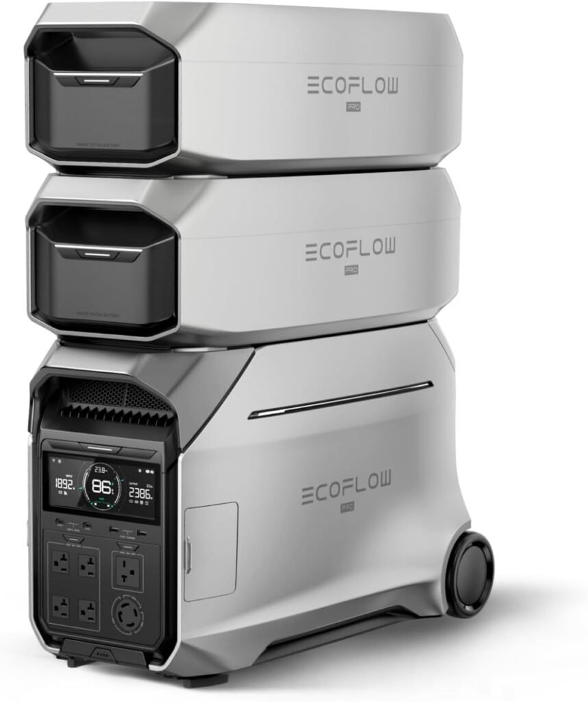 EF ECOFLOW DELTA Pro Portable Power Station, 4096Wh LFP Battery, Expandable to 48kWh,/240V 4000W AC Output, Solar Generator for Home Use, Camping Accessories, Emergencies, Power Outages, RVs