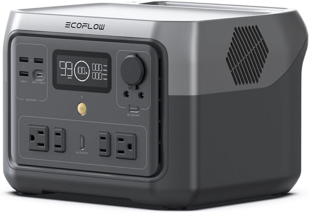 EF ECOFLOW Portable Power Station River Max 500, 499Wh LiFePO4 Battery/ Hour Fast Charging, Up to 1000W Output Solar Generator (Solar Panel Optional) for Outdoor Camping/RVs/Home Use