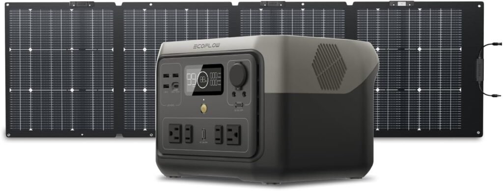 EF ECOFLOW Portable Power Station River Max 500, 499Wh LiFePO4 Battery/ Hour Fast Charging, Up to 1000W Output Solar Generator (Solar Panel Optional) for Outdoor Camping/RVs/Home Use