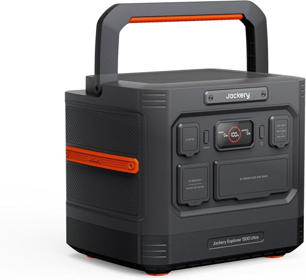 Jackery Explorer Ultra Portable Power Station, 1536Wh LiFePO4 Battery, 1800W AC (3600W Peak), IP65 Waterproof, 1.5H Fast Recharge, Solar Generator for Camping, RV Backup Jackery Explorer Ultra Portable Power Station, 1536Wh LiFePO4 Battery, 1800W AC (3600W Peak), IP65 Waterproof, 1.5H Fast Recharge, Solar Generator for Camping, RV Backup